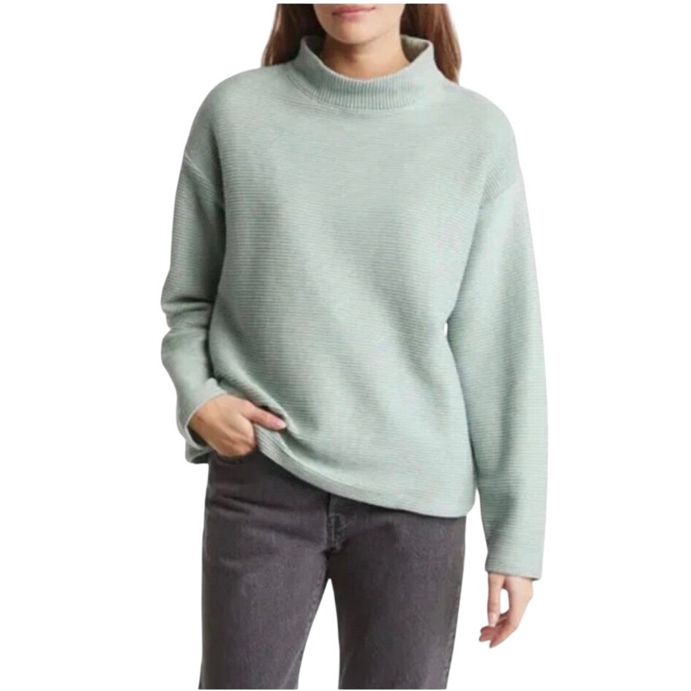 Madewell Funnelneck‎ Drop Shoulder Cotton Sweater Knit Mint Green Women's XS